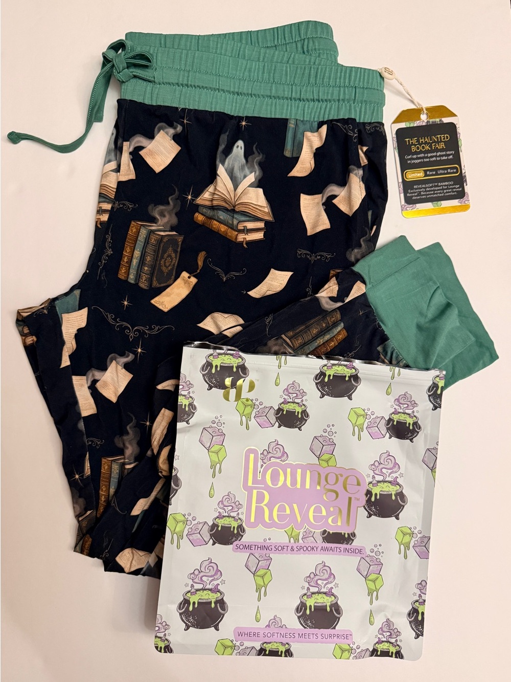 Bomb Party 2026 Haunted Book Fair Lounge Joggers in Black & Green - Large